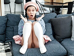 Aziatisch, Kont, Slaapkamer, Grote lul, Pijpbeurt, Hondjeshouding, Natuurlijke tieten, Kousen