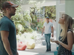 黒人, ブロンド, フェラチオ, イく瞬間, イマラチオ, 小柄, オッパイの