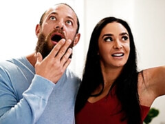 Fake-boobed angel Sheena Ryder is getting her pussy fucked by a large dick
