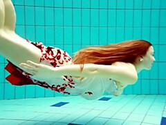 18, 美女, 茶髪の, 毛深い, アウトドア, 公共, 一人, 水中