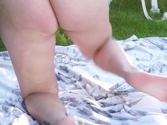 British housewife playing outside