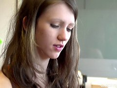 Watch Mona, the young and excited girl, tease her shaved pussy with her fingers