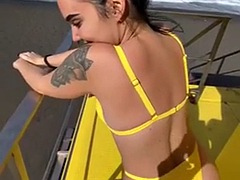 素人, ビーチ, ビキニ, ハードコア, ラティーナ, オナニー, アウトドア, タトゥー