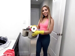 Hispanic maid Alitta Lee sucks and fucks Johnny Love