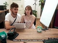 HUNT4K – Hot Girl Cheats for a Cheap Job Offer in Office Sex