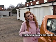 Leie, Auto, Interrassisch, Öffentlich, Rotschopf, Dürr, Schlampe, Ablutschen