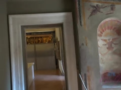 Bruinharig, Pop, Flashing, Vriendin, Buiten, Openbaar, Geschoren, Tieten likken