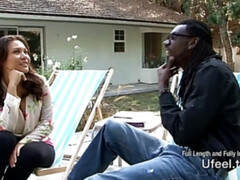 Noire, Sucer une bite, Brunette brune, Queue, Hard, Interracial, De plein air, Rasée