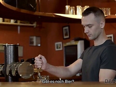 Naughty Daddy4K fucks his young teen son in the bar, and she loves it!