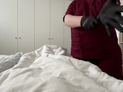Hot Nurse Jerks Off Huge Cock With Rubber Gloves