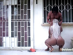 デカ尻, 黒人, フェラチオ, バック, 黒人, フェラする