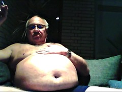 Grandpa cum on webcam