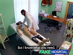 Watch Jess West scream in pleasure as fakehospital doctor slides his big tool inside her small tits and pussy