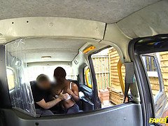 Jasmine Webb's amazing oral skills make her cum hard in fake taxi ride