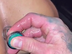 Horny amateur fucked with toys, sucks cock for a facial