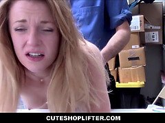 Hot Blonde Teen Kate Kenzi Caught Shoplifting Blackmailed By Horny Mall Cop