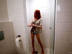 Redhead with a perfect tight body screwed in the shower