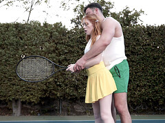 Tennis was hard for tiny redhead teen